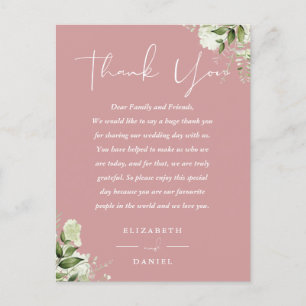 Carte Rose Dusty Greenery Merci Mariage Place