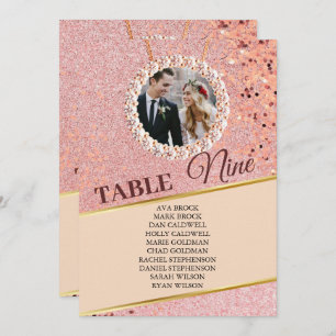 Carte Rose élégante Gold Photo Seating Chart