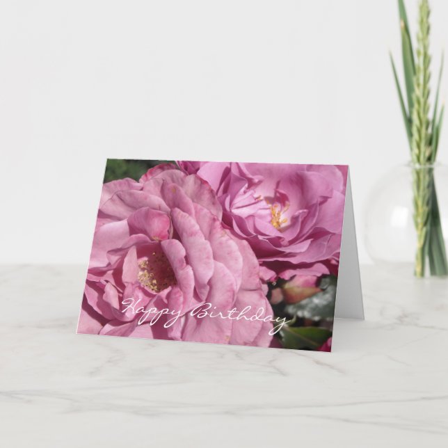 Carte Rose Élégante Rose Foncé Anniversaire (Devant)