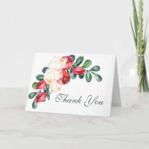 Carte Rose et Berry Aquarelle tiges Merci Mariage