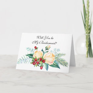 Carte Rose et Berry Stems Serez-vous ma servante d'accue