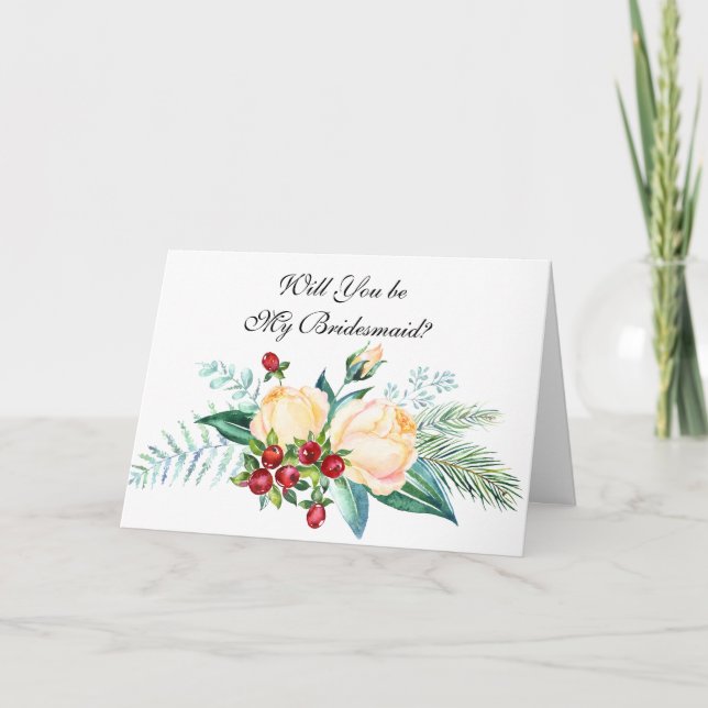 Carte Rose et Berry Stems Serez-vous ma servante d'accue (Devant)