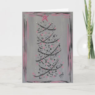 Carte rose et grise abstraite d'arbre de Noël