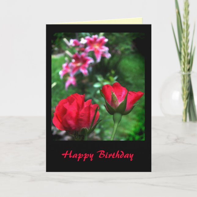 Carte Rose et Lilies Anniversaire (Devant)