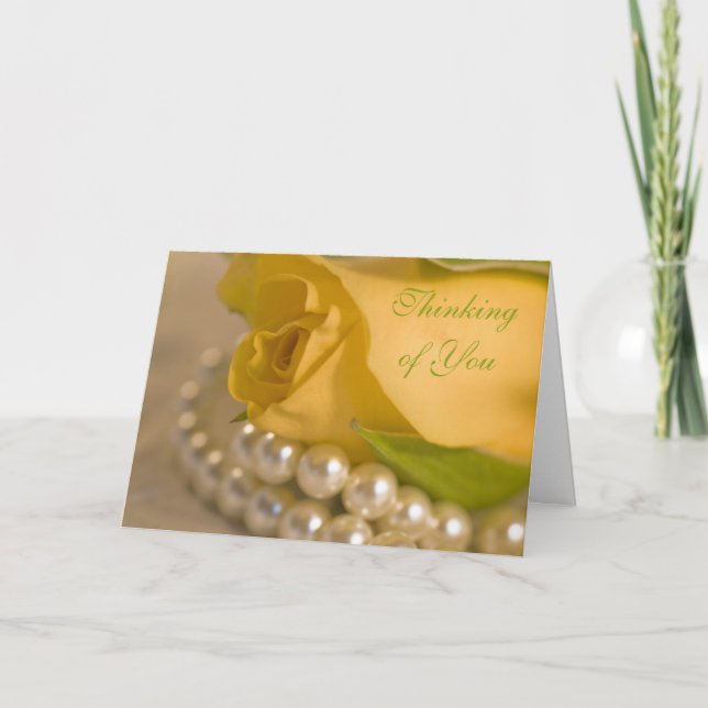 Carte Rose et perles jaunes Penser à vous (Devant)