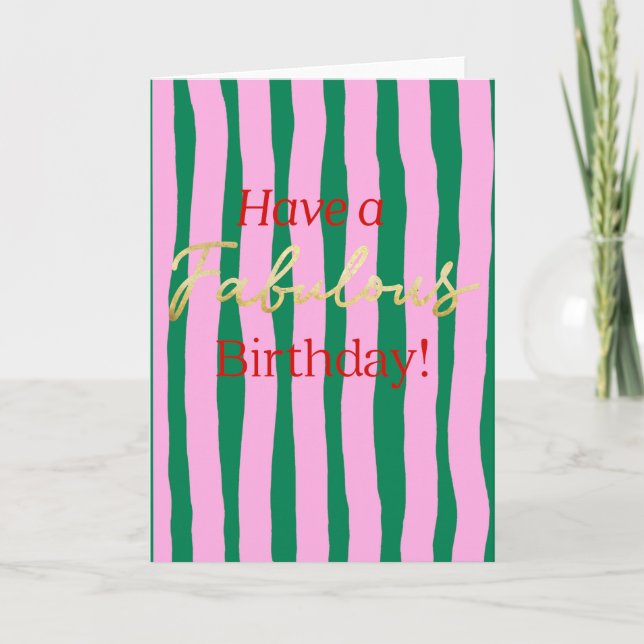 Carte Rose et Vert ont un anniversaire fabuleux (Devant)
