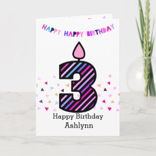 Carte Rose et Violet 3ème Anniversaire