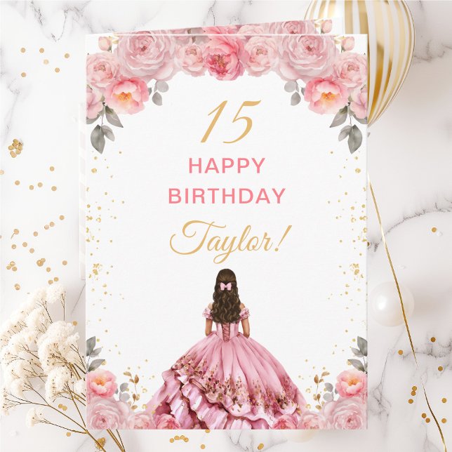 Carte Rose Fleur Princesse Rose Joyeux Anniversaire (Créateur téléchargé)