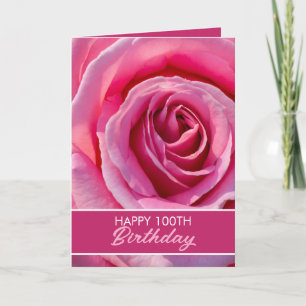 Carte Rose Fleur Rose 100e Anniversaire