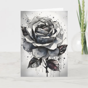 Carte Rose - Fleurs aquarelle