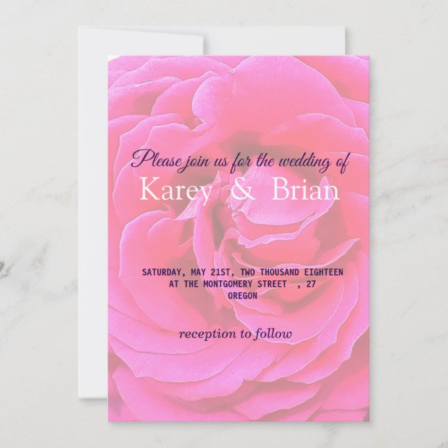 Carte rose Floral Faire-part de mariage (Devant)