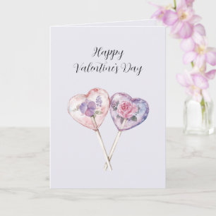 Carte Rose Floral Lavande Cœur Saint Valentin