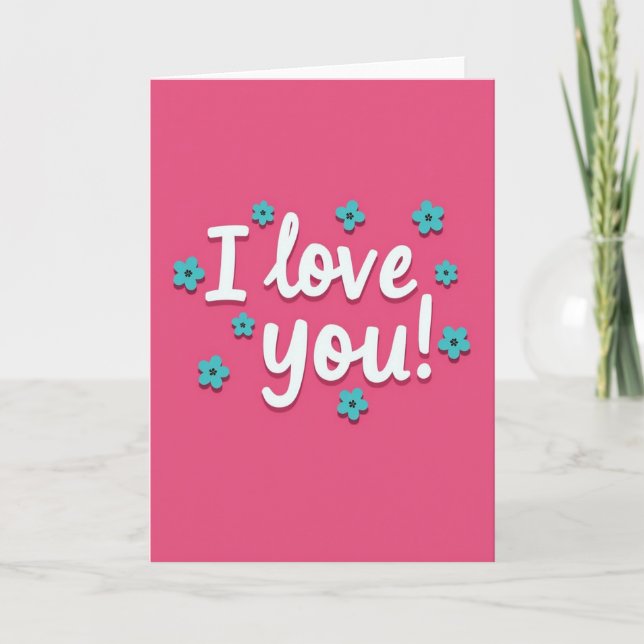 Carte rose florale Je t'aime (Devant)