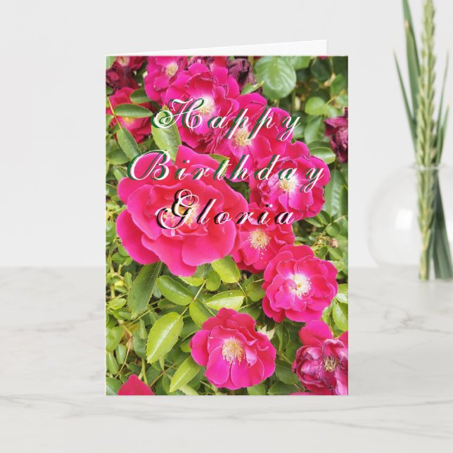 Carte Rose Florale «Joyeux Anniversaire» Personnalisable (Devant)