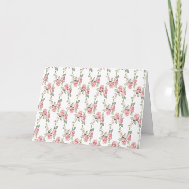 Carte Rose florale rose shabby chic Merci  (Devant)