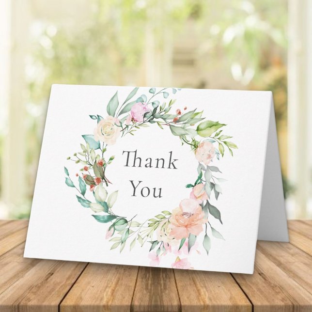 Carte Rose Garland Merci (Summer Roses Garland Thank You Card)