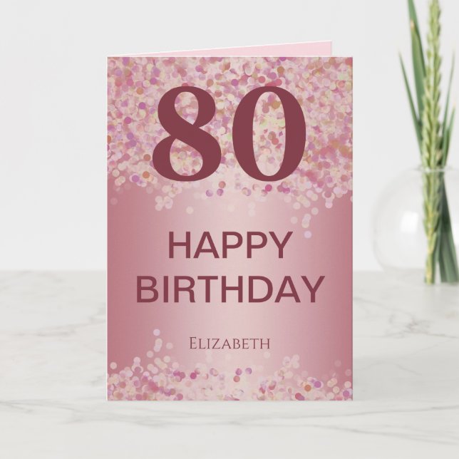 Carte Rose Gold 80 Birthday  Card (Devant)