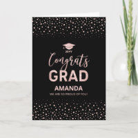 Rose Gold, Confettis Noirs Félicitations Diplômé R