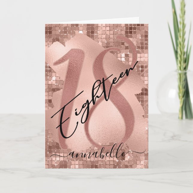 Carte Rose Gold Faux Foil 18e anniversaire (Devant)