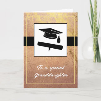 Carte Rose Gold Féminin Marbre Remise de Diplôme Petite-