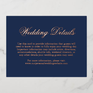Carte rose Gold Foil Mariage bleu marine