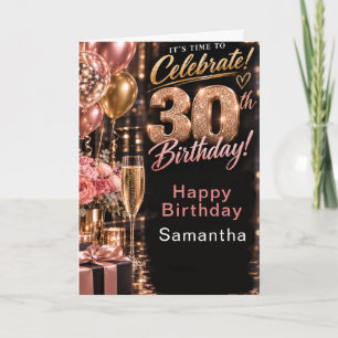 Carte Rose Gold Glam Trentième Anniversaire