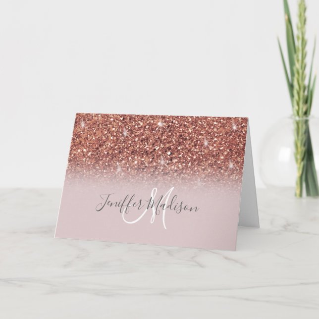 Carte Rose Gold Glitter Drips (Devant)