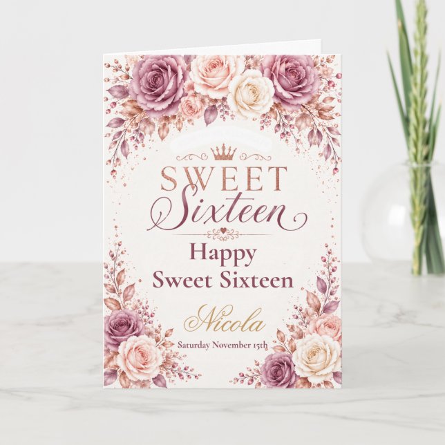 Carte Rose Gold Mauve Sweet Seize (Devant)