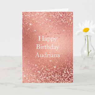 Carte Rose Gold Pailleté Anniversaire Étincelant