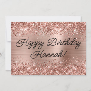 Carte Rose Gold Pailleté Moderne Joyeux Anniversaire