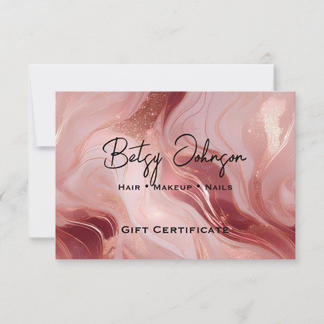 Carte rose Gold Parties scintillant chèque cadeau (Devant)