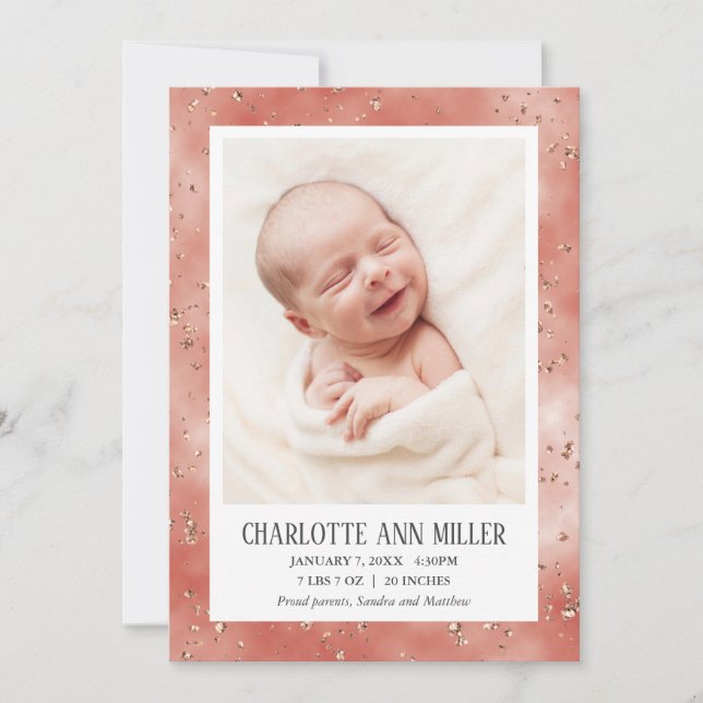 Carte rose Gold Parties scintillant Faire-part de  (Devant)