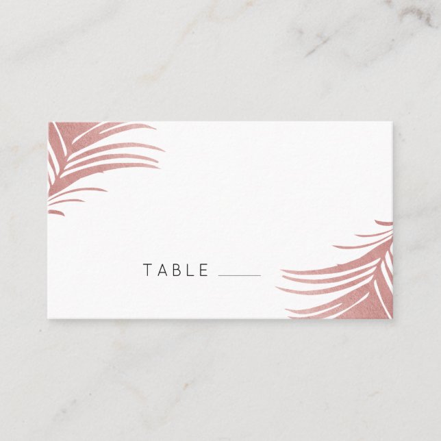 Carte rose Gold Pink Palm Feuille Tropical Place C (Devant)