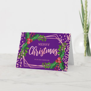 Carte Rose Gold Purple Holly Parties scintillant Confett