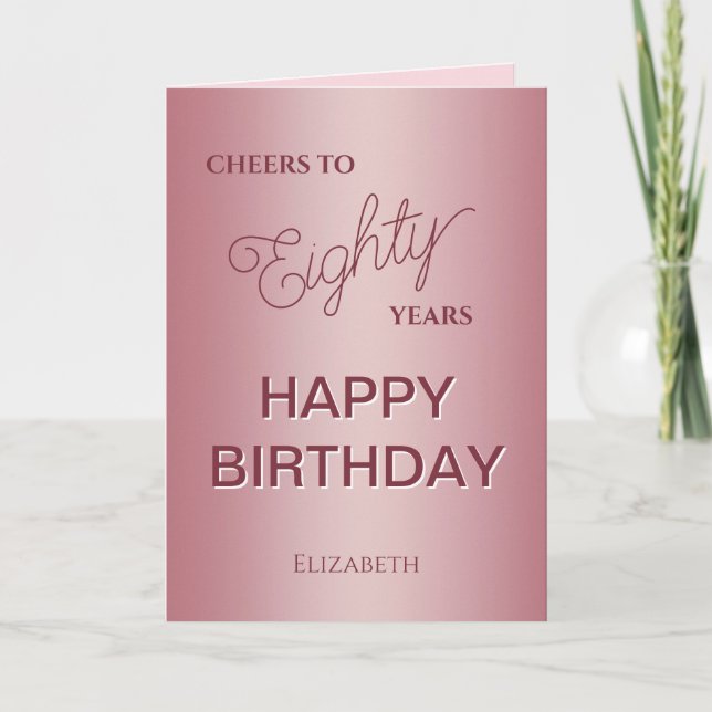 Carte Rose Gold Quatre-Vingts Ans  (Devant)