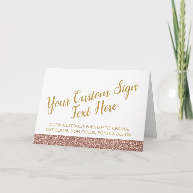Carte Rose Gold Rose Pailleté Mariage Fête sur mesure (Devant)
