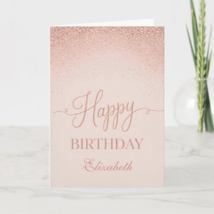 Carte Rose Gold Rose Pâle Élégant Anniversaire