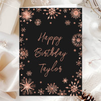 Rose Gold Snowflakes Joyeux anniversaire