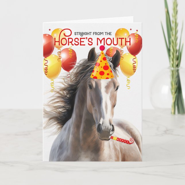 Carte Rose Grey Horse Amusant Anniversaire (Devant)