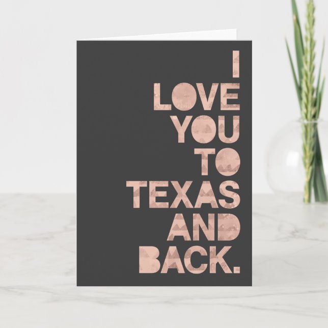 Carte Rose gris Je t'aime du Texas et retour (Devant)