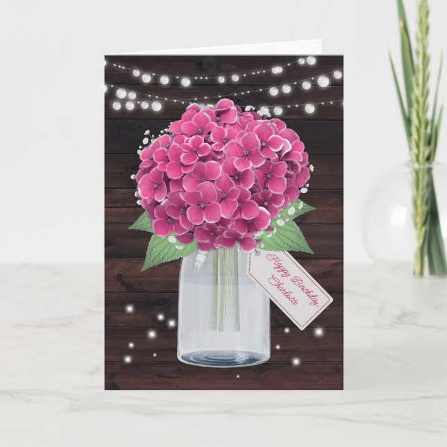 Carte Rose Hydrangea Russe Floral Soeur Anniversaire (Devant)