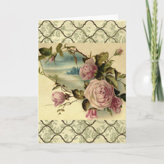 Carte Rose Jardin vintage