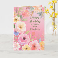 Rose Jaune Bleu Vert Fleurs Soeur anniversaire