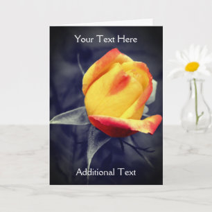 Carte Rose jaune bourgeon noir et blanc photo personnali