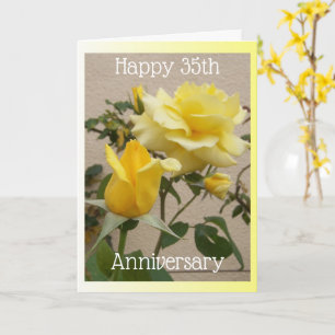 Carte Rose jaune Personnalisé 35e anniversaire de Mariag