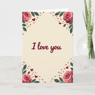 Carte rose 'Je t'aime'