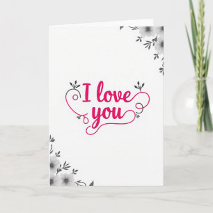 Carte rose 'Je t'aime' scriptée
