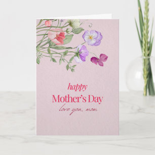 Carte Rose "Joyeuse fête des mères Je t'aime maman" Clas