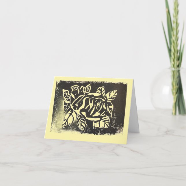 Carte Rose Linocut (Devant)