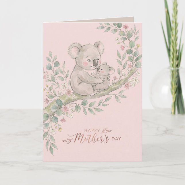 Carte Rose, Maman Koala Gentille et Joey (Devant)